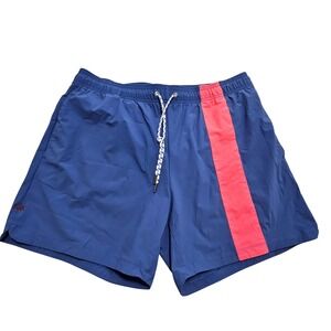 Rhone Fletcher Swim Trunk Mens Blue Coral Pink Stripe Lined Board Shorts 100331